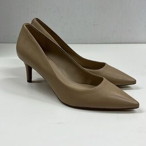 Sam Edelman Womens Jordyn Nude Leather Heels Slip On Pumps Shoes Size 6.5 W